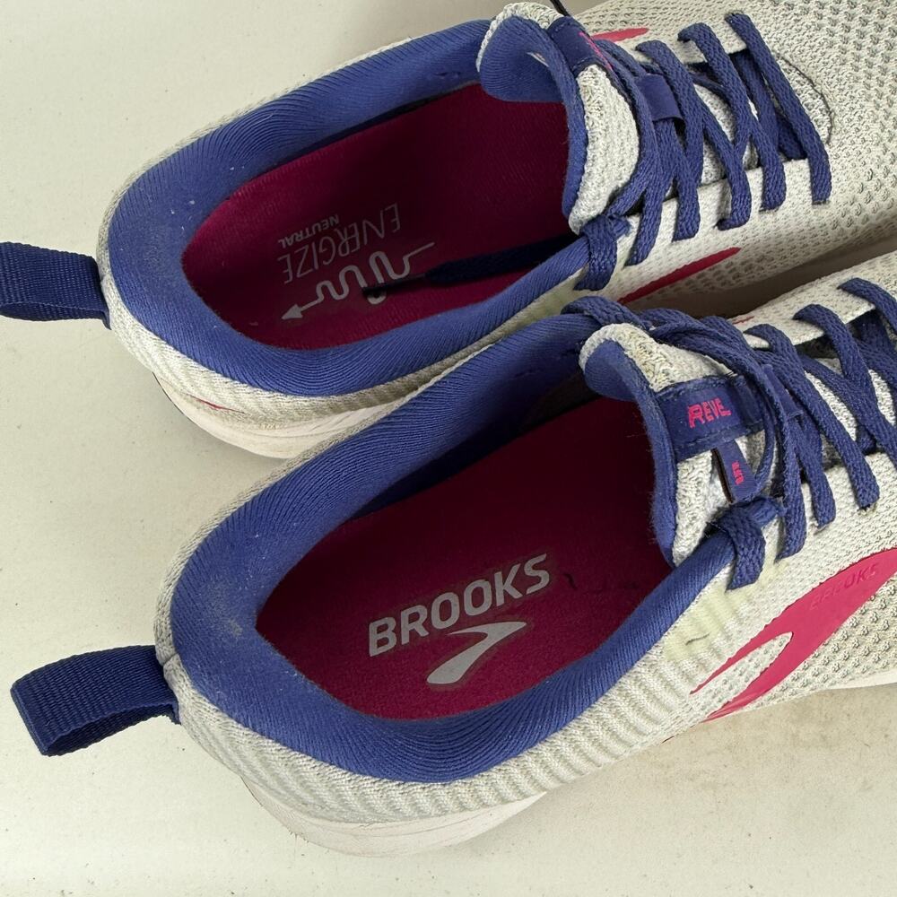 Brooks Revel 5 Athletic Shoes Women's 10 White Blue Low Top Running Sneakers - Picture 9 of 10
